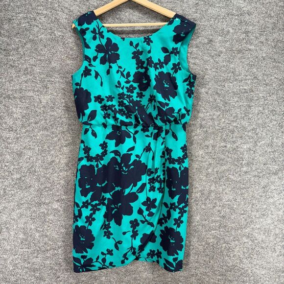 Taylor Dresses & Skirts - Ann Taylor Dress Women 10 Blue Floral Sheath Midi Lined Zipper Sleeveless Casual